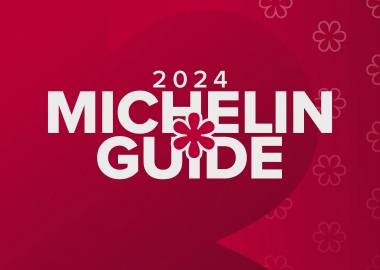 2024 Michelin Guide white logo on red background. (Graphic: Michelin Guide)