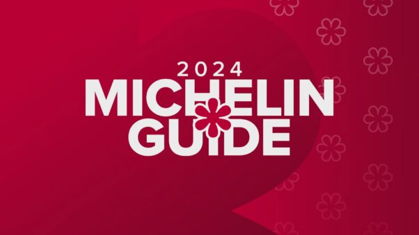 2024 Michelin Guide white logo on red background. (Graphic: Michelin Guide) 