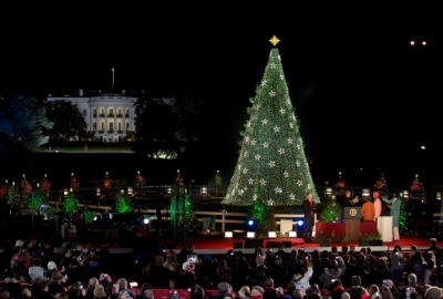 President Barack Obama, First Lady Michelle Obama and their daughters participate in the lighting of the 2012 National Christmas Tree. (Photo: Lawrence Jackson/The White House)