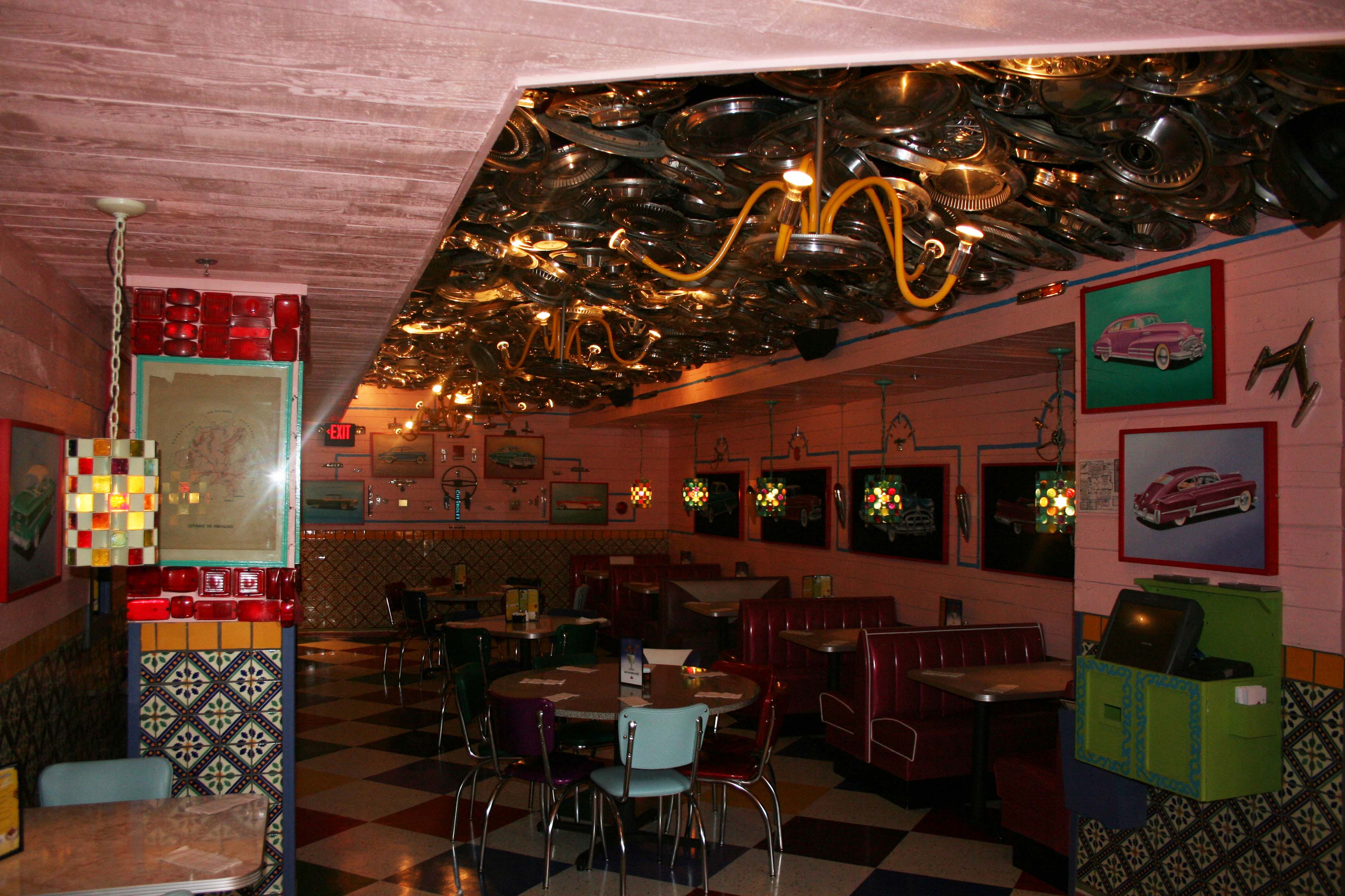 Chuy's Springfield's hubcap dining room. (Photo: Mark Heckathorn/DC on Heels)