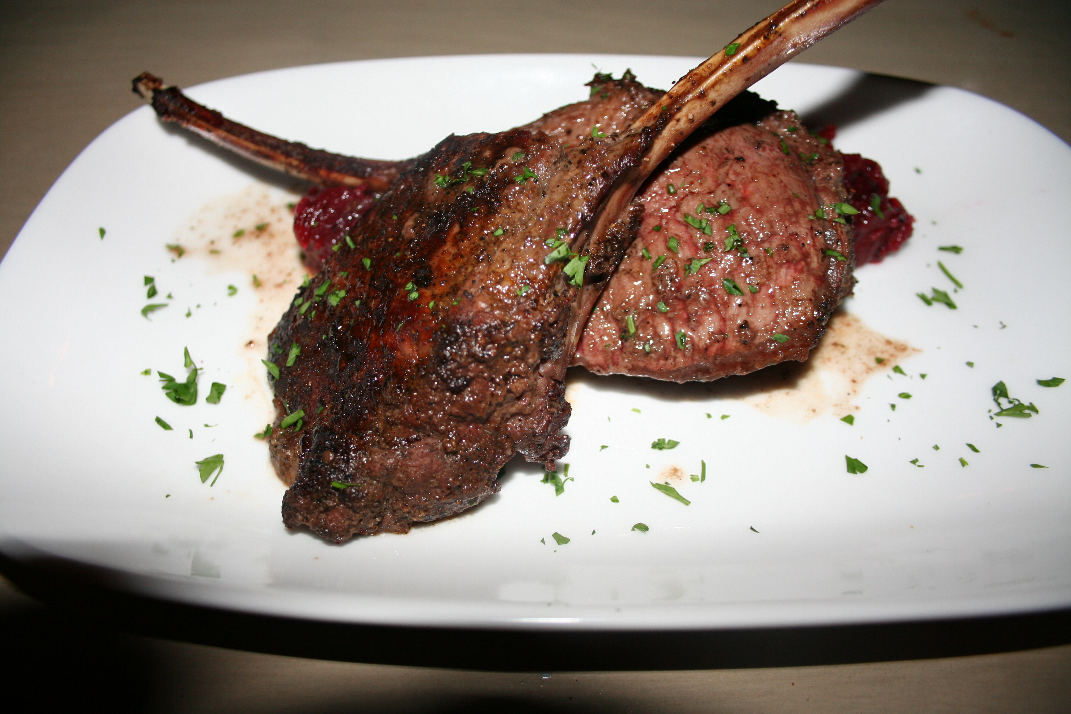 Coffee-cocoa rubbed venison chops with blackberry compote. (Photo: Mark Heckathorn/DC on Heels)