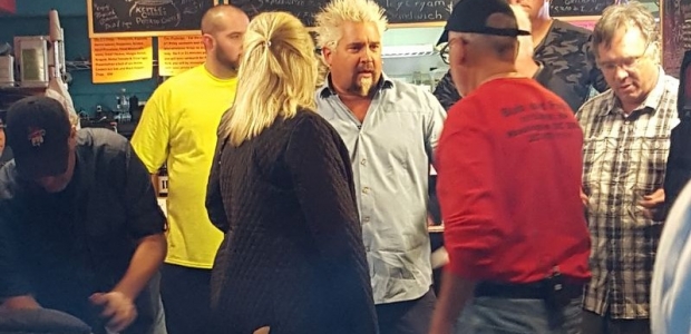 Guy Fieri films an episode of his Food Network show Diners, Drive-Ins and Dives at Bub and Pop's on M Street NW. (Photo: Scott)