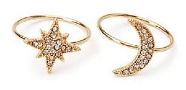 Moon and star friendship rings will remind you of each other every time you look at them. (Photo: Forever 21)