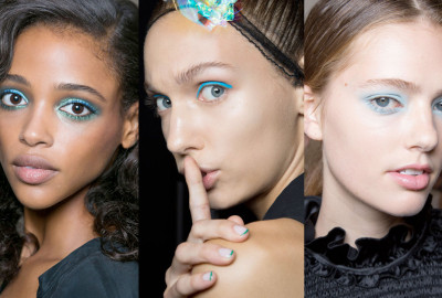 Blue was a popular color choice for makeup artists at fashion week.(Photo: Imaxtree)
